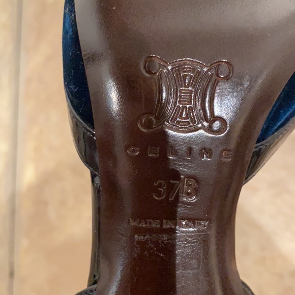 Celine navy blue velvet heels size 7 - Picture 4 of 4